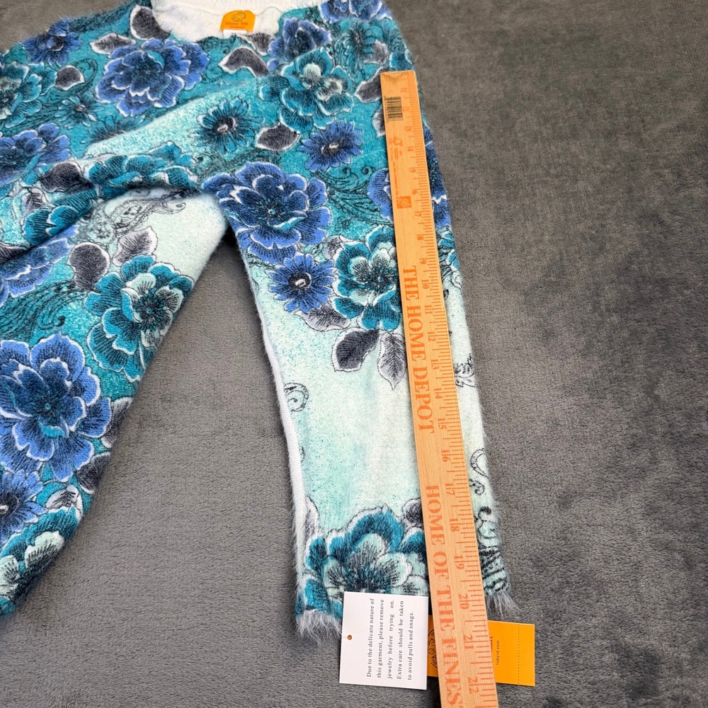 Ruby Rd Floral Eyelash Knit Sweater Womens 2X Blue Fuzzy 3/4 Sleeve NWT - Picture 8 of 9